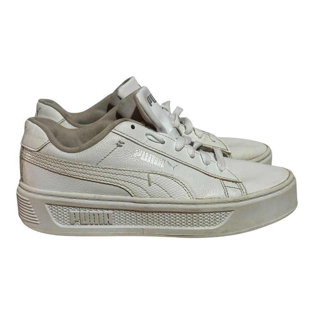 Puma Carina 2.0 Platform Sneakers Women's Size 7 White Cream Leather 373035-01